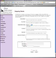 screen shot of data entry form